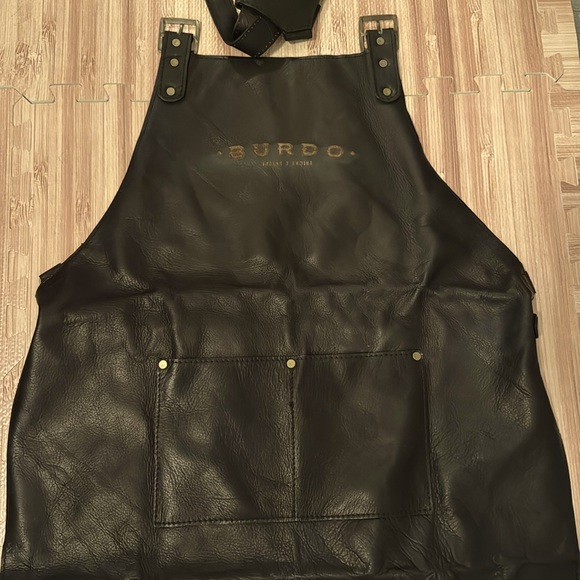 Cross Back Leather Apron - Black